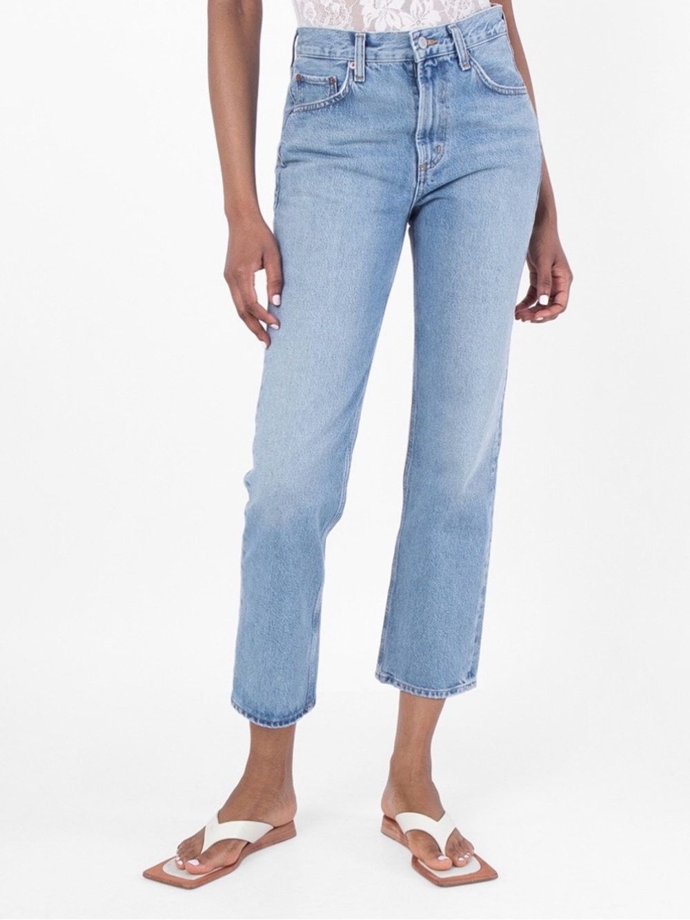 AGOLDE Valen Mid Rise Straight Leg Jeans Light Wash Size 31